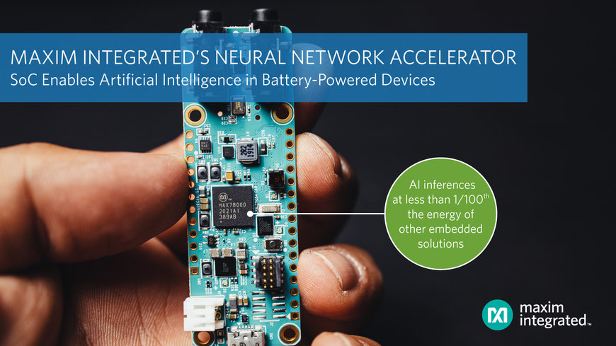 IL CHIP ACCELERATORE DI RETI NEURALI DI MAXIM INTEGRATED PERMETTE L’IMPLEMENTAZIONE DELL’INTELLIGENZA ARTIFICIALE NEI DISPOSITIVI IOT ALIMENTATI A BATTERIA